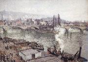 Camille Pissarro The Stone Bridge in Rouen,dull weather France oil painting artist